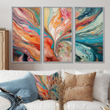 Teal Pink Marbled Whimsy III - Multi-Panel Canvas Prints