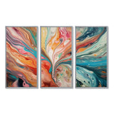 Teal Pink Marbled Whimsy III - Multi-Panel Canvas Prints