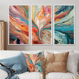 Teal Pink Marbled Whimsy III - Multi-Panel Canvas Prints