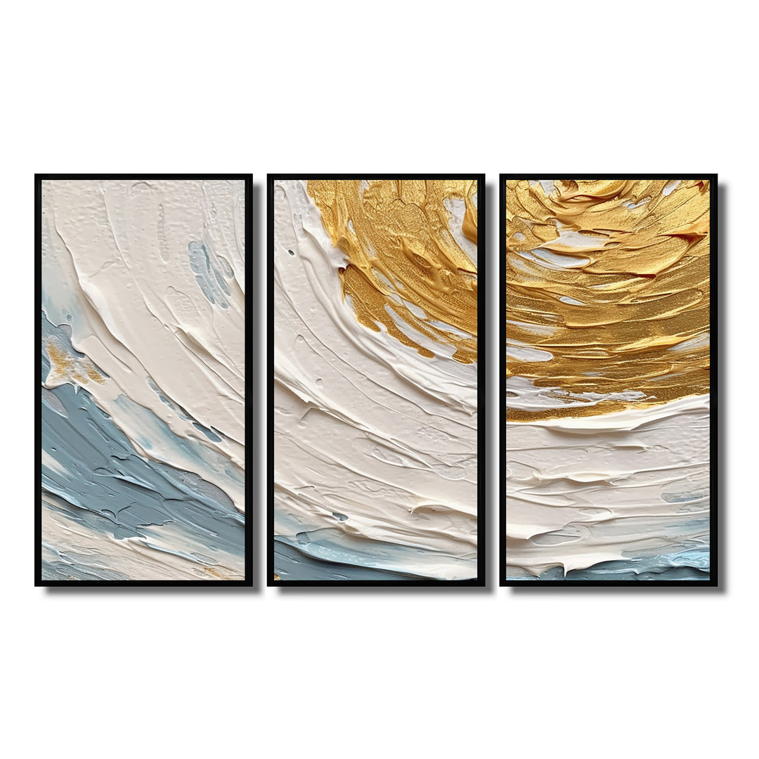 Gold and Blue Vibrant Spirals II - Multi-Panels