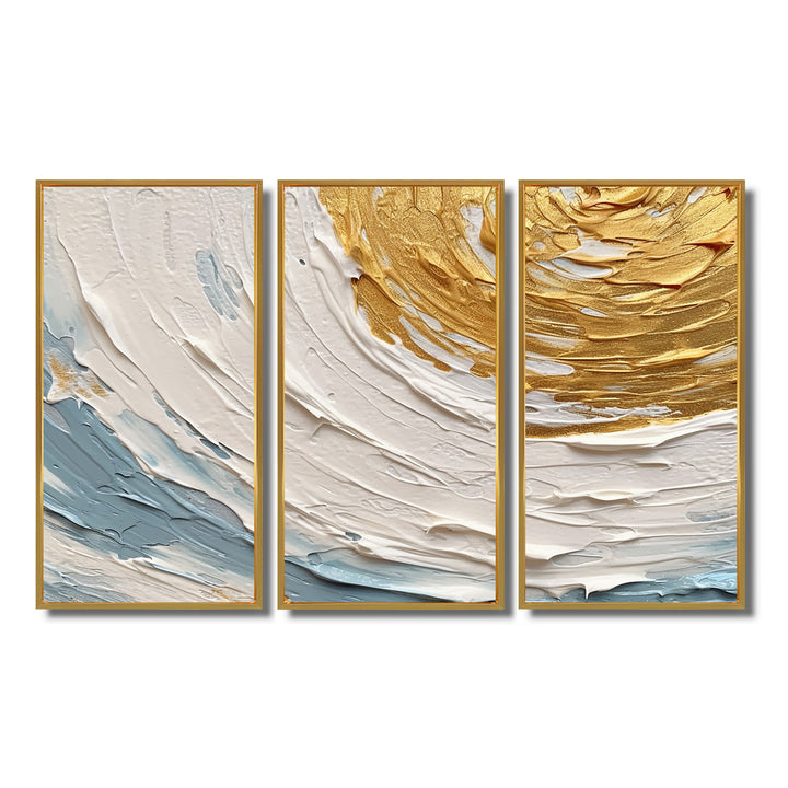 Gold and Blue Vibrant Spirals II - Multi-Panels