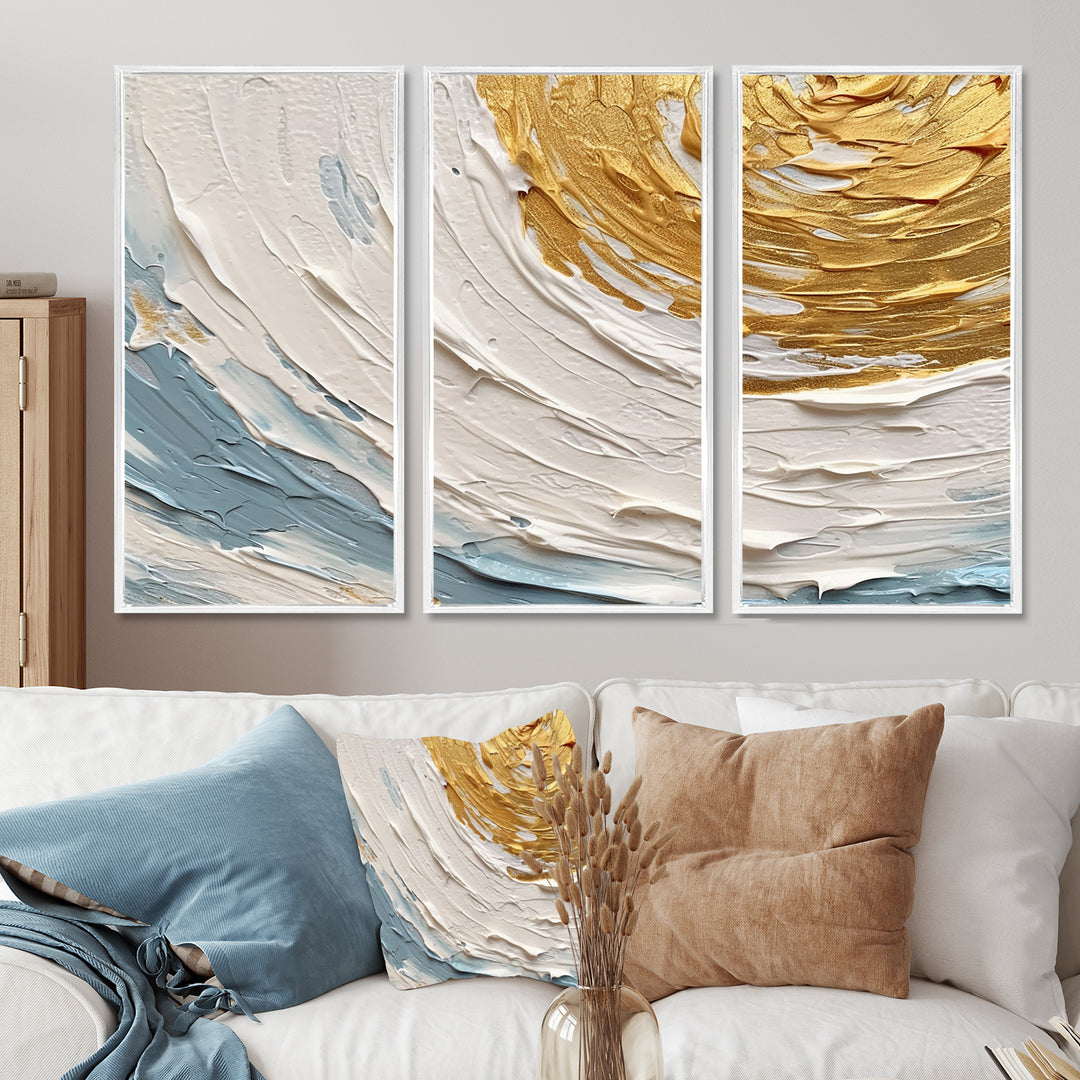 Gold and Blue Vibrant Spirals II - Multi-Panels