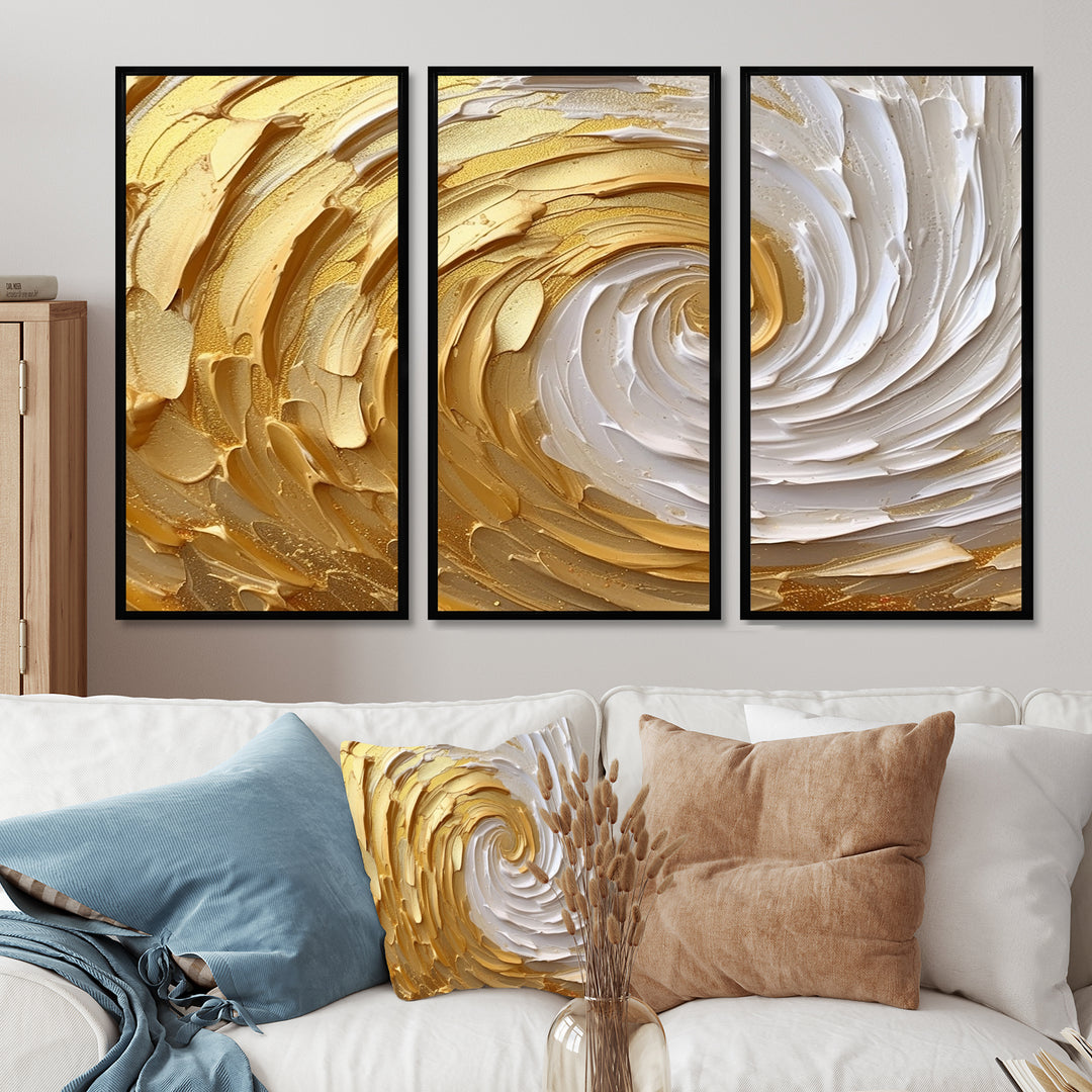 Gold and Cream Enchanted Whirls I - Multi-Panels