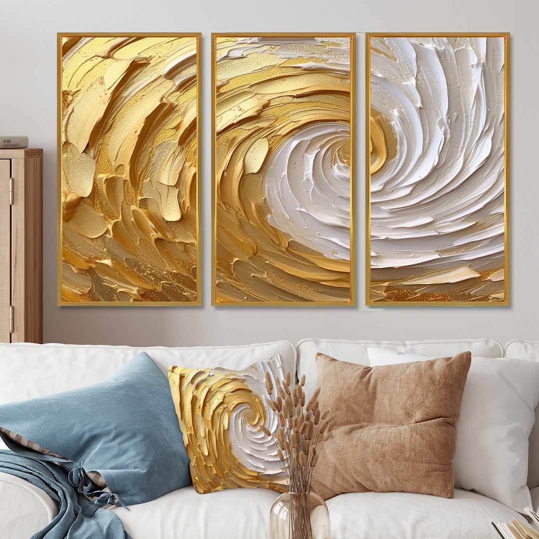 Gold and Cream Enchanted Whirls I - Multi-Panels