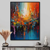 Orange Teal Cubist Fusion - Abstract Canvas Wall Art