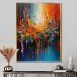 Orange Teal Cubist Fusion - Abstract Canvas Wall Art