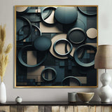 Teal Fragmented Forms - Abstract Canvas Wall Art