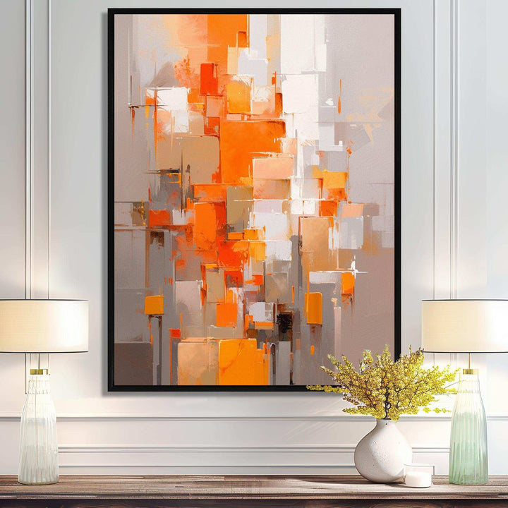Orange Brown Shattered Realities - Abstract Canvas Wall Art
