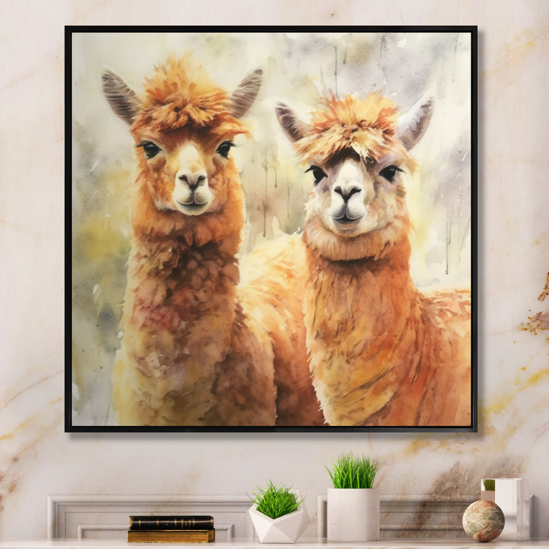 Graceful Alpacas - Brown Alpaca Wall Art