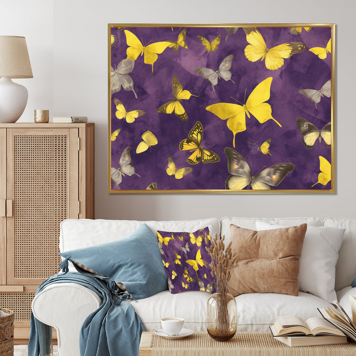 Yellow and Purple Butterfly - Yellow Butterfly Wall Art