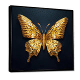 Black and Gold Diamonds Butterly II - Animals Canvas Wall Art