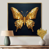 Black and Gold Diamonds Butterly II - Animals Canvas Wall Art