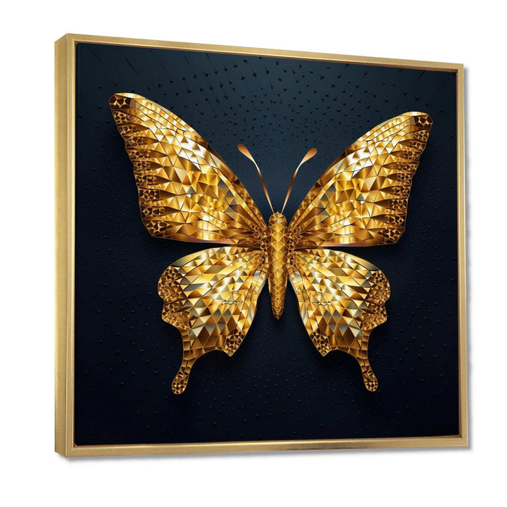 Black and Gold Diamonds Butterly II - Animals Canvas Wall Art