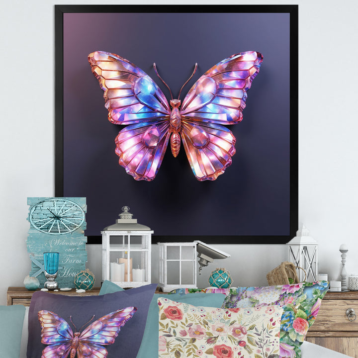 Purple and Pink Butterfly - Butterfly Framed Canvas Art