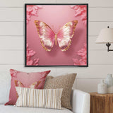 Pink and Gold Butterfly II - Animals Canvas Wall Art