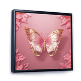 Pink and Gold Butterfly II - Animals Canvas Wall Art