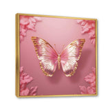 Pink and Gold Butterfly II - Animals Canvas Wall Art