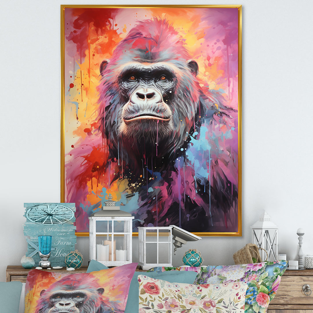 Pink Black Popart Gorilla - Gorilla Wall Art Prints