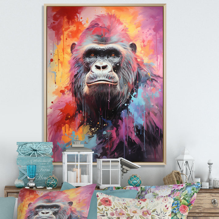 Pink Black Popart Gorilla - Gorilla Wall Art Prints