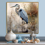 Graceful Heron Waterbird IV - Animals Canvas Wall Art