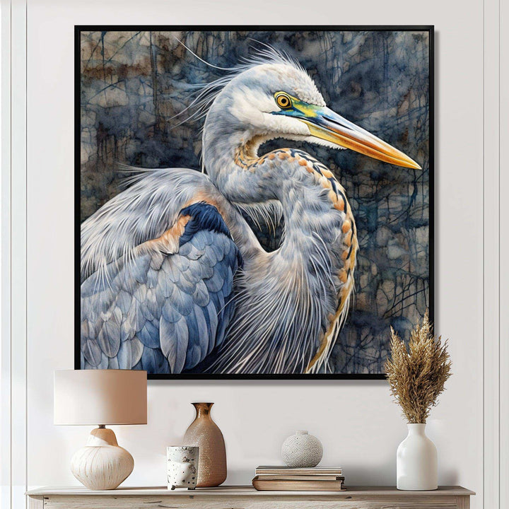 Heron Waterbird I - Animals Canvas Wall Art