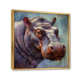 Hippo Portrait - Hippopotamus Framed Canvas Art