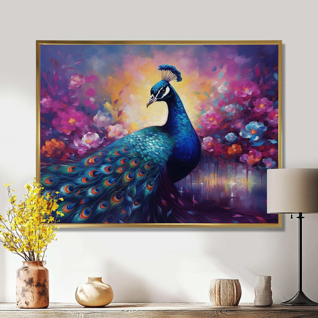 Vibrant Peacock II - Animals Canvas Wall Art
