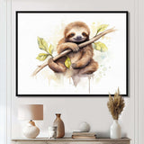 Lazy Sloth - Animals Canvas Wall Art