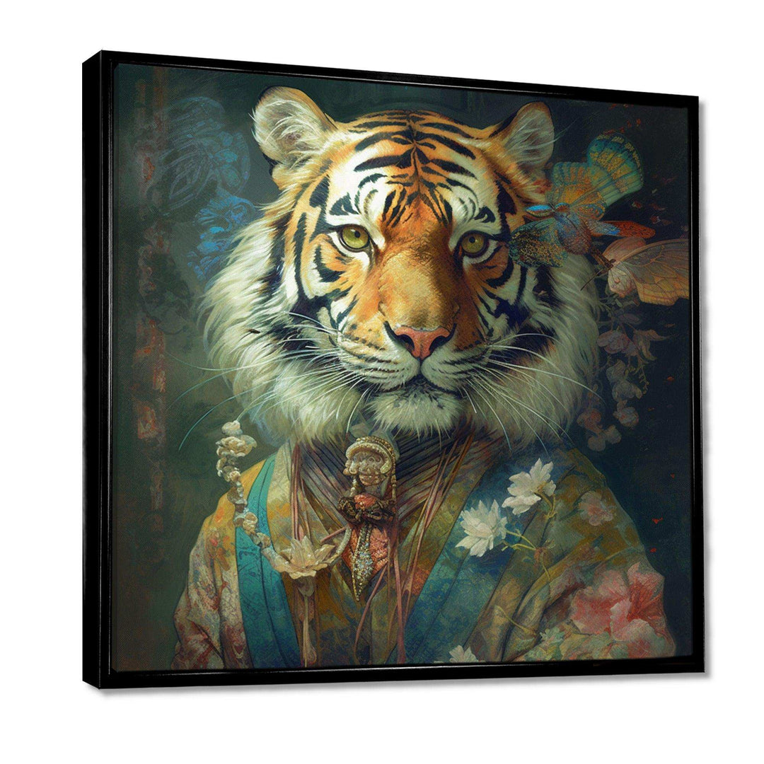Vintage Tiger Portrait - Animals Canvas Wall Art