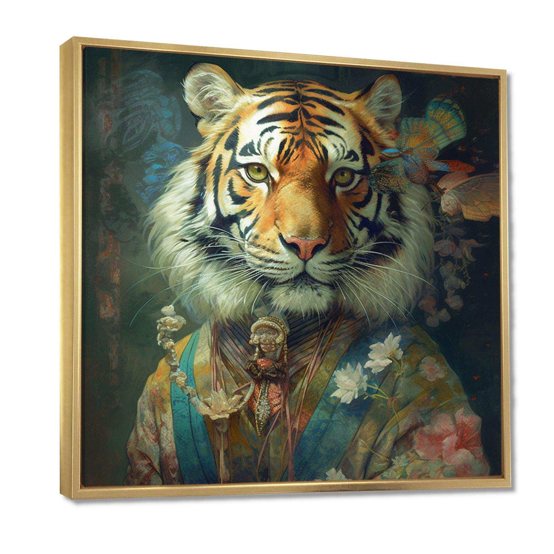 Vintage Tiger Portrait - Animals Canvas Wall Art