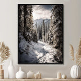 Frosty Snow Forest Path II - Landscapes Canvas Wall Art