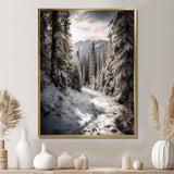 Frosty Snow Forest Path II - Landscapes Canvas Wall Art