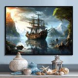 Pirate Ship At Sea - People Canvas Wall Art