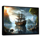 Pirate Ship At Sea - People Canvas Wall Art