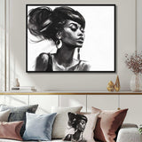 Black and White African American Woman V - Fashion Canvas Wall Art