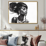 Black and White African American Woman V - Fashion Canvas Wall Art