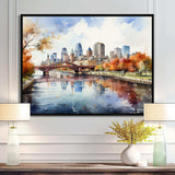 Minneapolis City In Autumn I - Cityscapes Canvas Wall Art