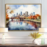 Minneapolis City In Autumn I - Cityscapes Canvas Wall Art