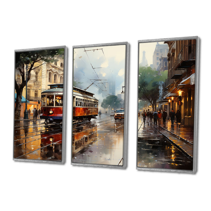 New Orleans Cityscape Comes Alive At Night II - Canvas Multipanels Set of 3