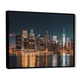 Reflection Of New York City At Night - Cityscapes Canvas Wall Art