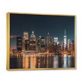 Reflection Of New York City At Night - Cityscapes Canvas Wall Art