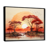 Red Yellow African Landscape - Landscapes Canvas Wall Art