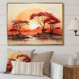 Red Yellow African Landscape - Landscapes Canvas Wall Art