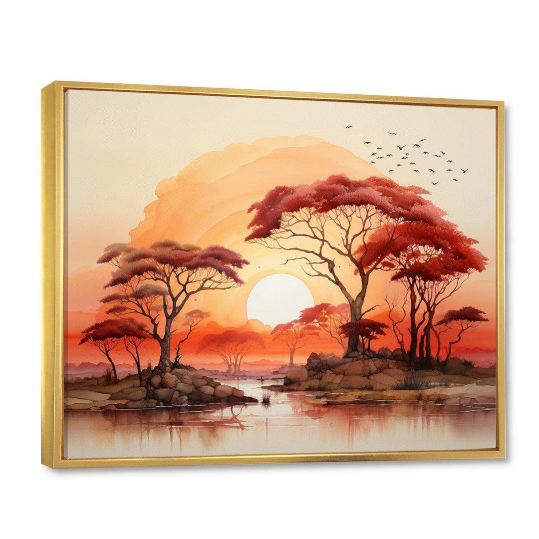 Red Yellow African Landscape - Landscapes Canvas Wall Art