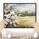 White Grey Dogwood At The Farm I - Floral Canvas Wall Art