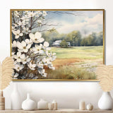 White Grey Dogwood At The Farm I - Floral Canvas Wall Art