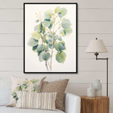 Green White Minimalism Eucalyptus Essence V - Floral Canvas Wall Art