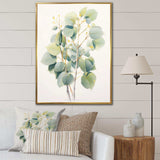 Green White Minimalism Eucalyptus Essence V - Floral Canvas Wall Art