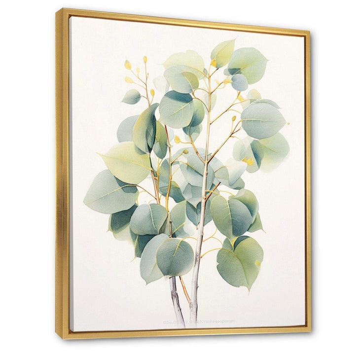 Green White Minimalism Eucalyptus Essence V - Floral Canvas Wall Art