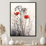 Red Grey Herb Garden I - Floral Canvas Wall Art